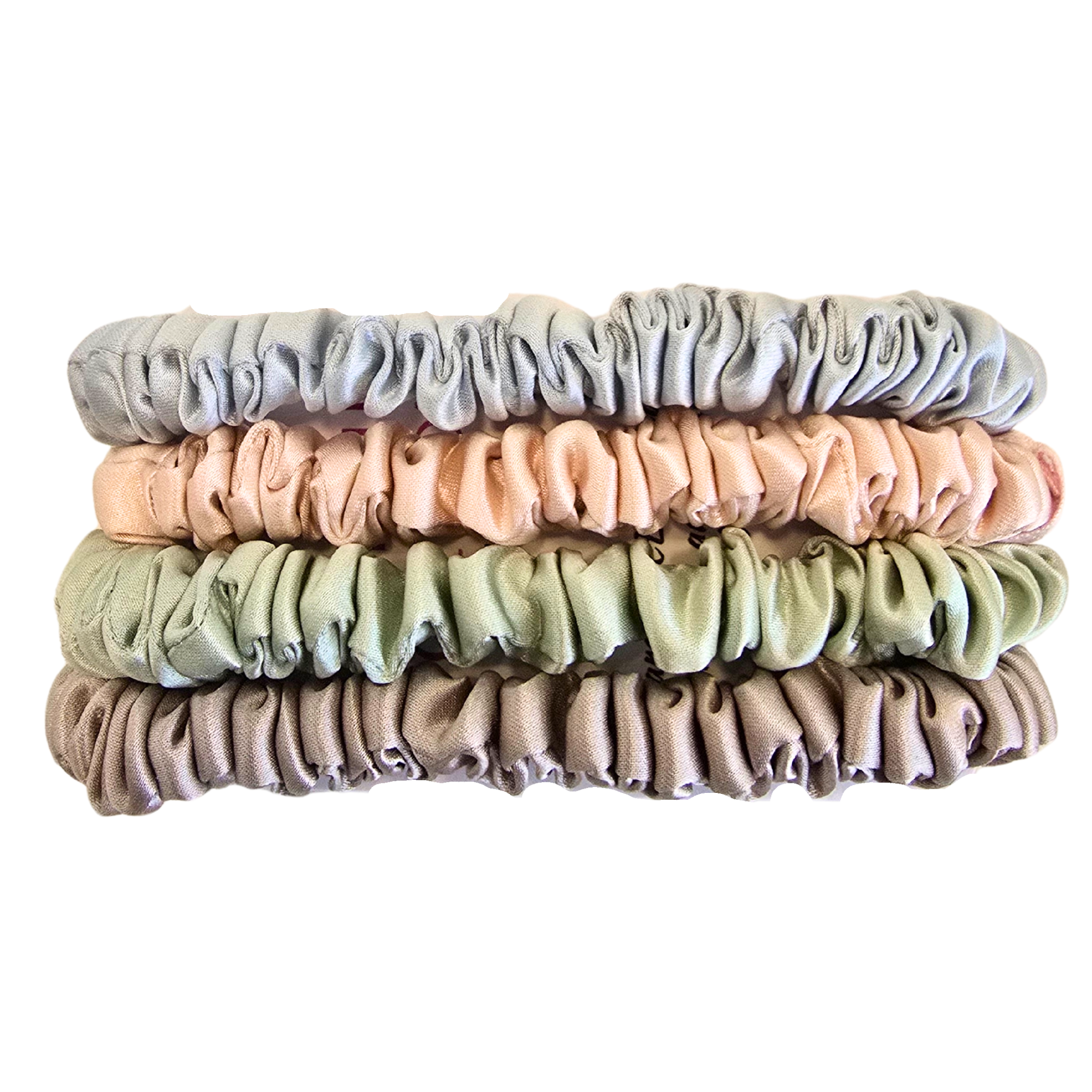 Pastels - Skinny Mulberry Silk Scrunchie Set  Box of 4 (1cm)