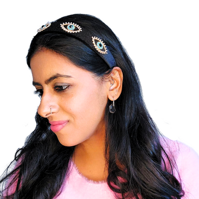 Bling Evil Eye Hairband (Gold)