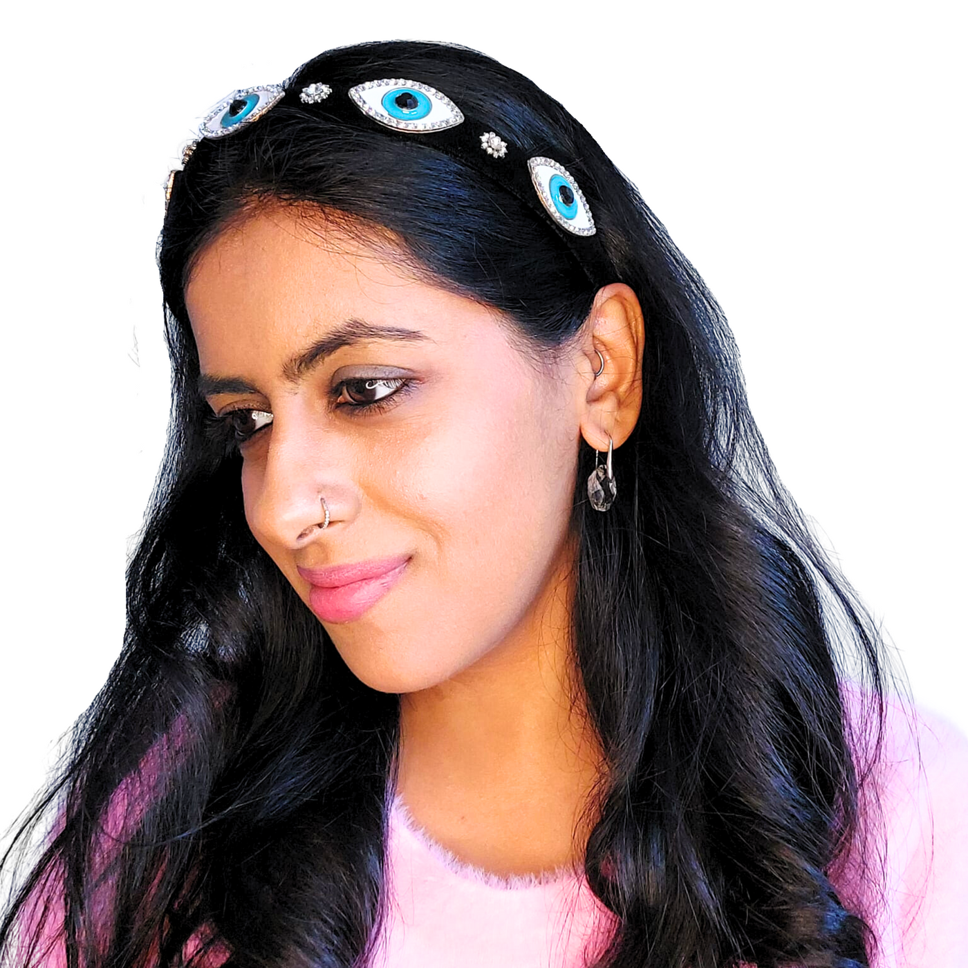 Bling Evil Eye Hairband (Silver)