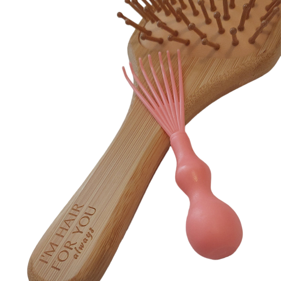 100% Bamboo Hair Brush + Hair Brush Cleaning Tool