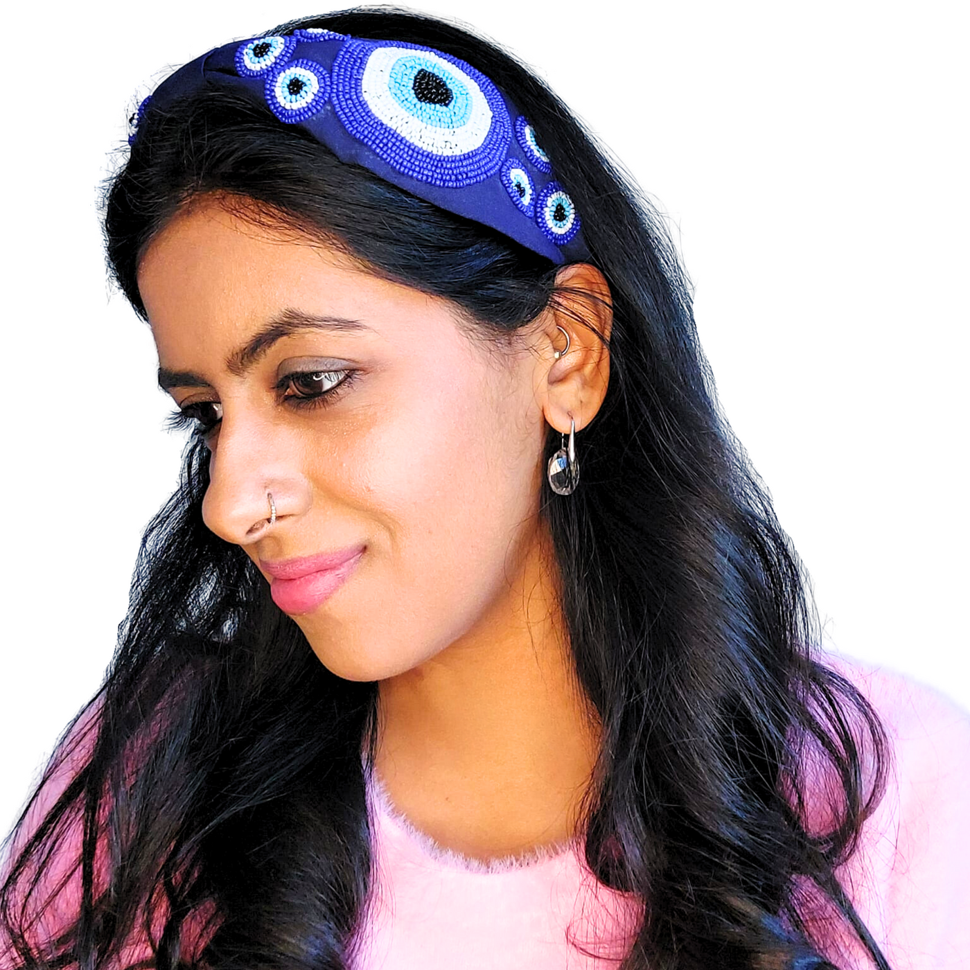 Handmade Evil Eye Hairband (Blue)