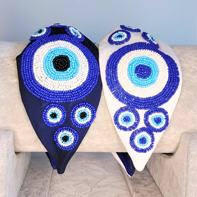 Handmade Evil Eye Hairband (Blue)